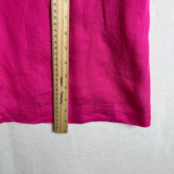 J. Crew Size Large Pink Maxine Sleeveless V Neck Linen Shift Mini Dress Pockets - Picture 12 of 12